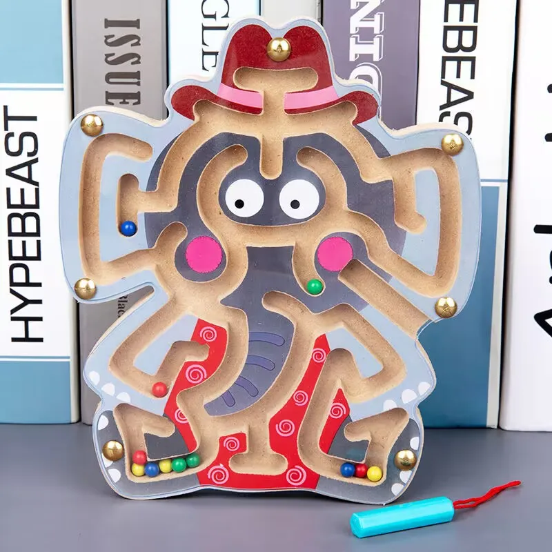 เด็ก Montessori ของเล่นเด็ก 2 ถึง 4 ปีการเรียนรู้ของเล่นเพื่อการศึกษาเด็กเขาวงกตแม่เหล็ก Busy Board ปริศนาไม้เกม