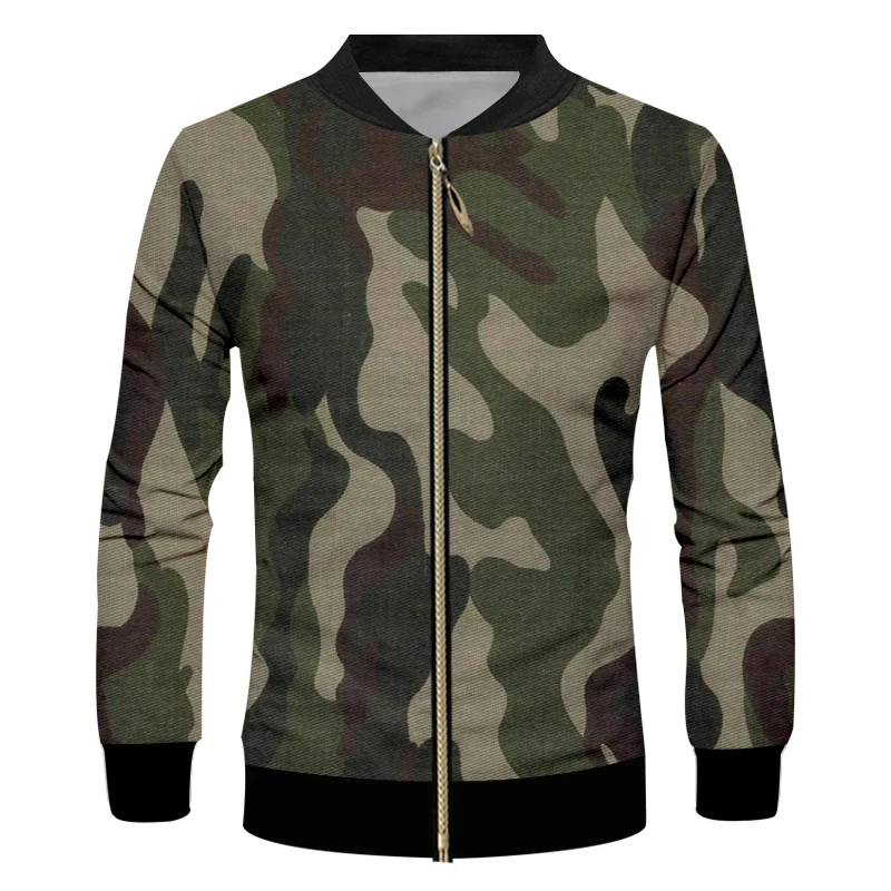 Chaqueta de camuflaje con cremallera para hombre y mujer, sudadera con estampado 3D, ropa de gran tamaño, Tops de béisbol Harajuku para pareja, novedad