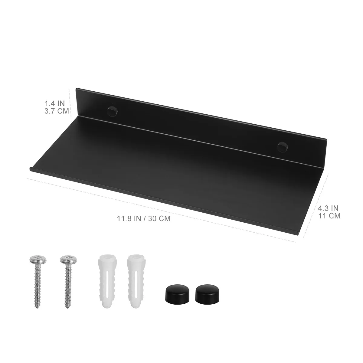 Black Wall-Mounted Bathroom Storage Rack – Slim Floating Shelf, Rustproof Aluminum, Space-Saving Cosmetics Organizer
