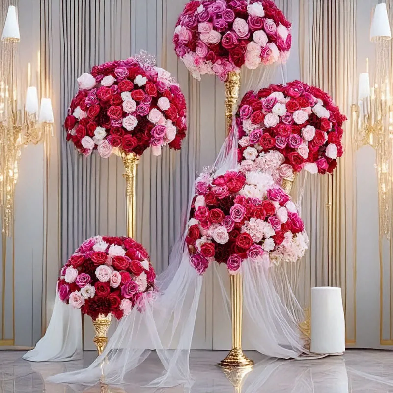 

Новая темно-красная серия, искусственная роза, шар гортензии, свадебная сцена, фоновое украшение, цветочное место для стола, шелковые цветы