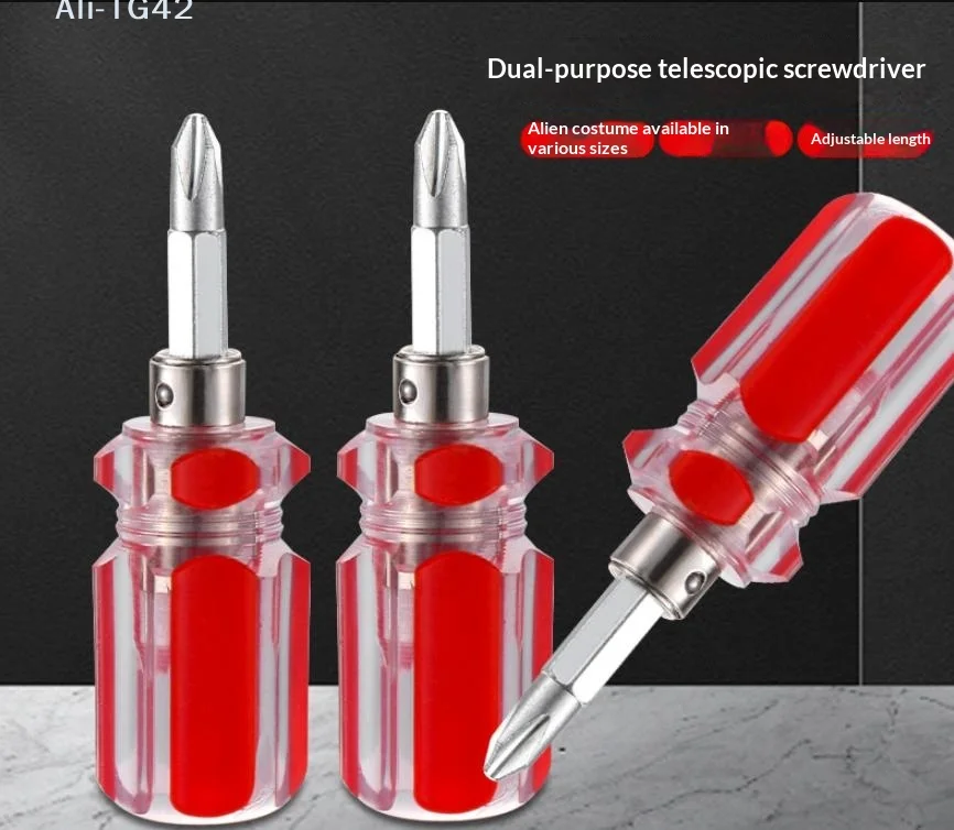 pogyrt 2pcs  Screwdriver Transparent Head Mini Small Portable Radish Head Handle With Flat Head Slotted  Cross Repair Hand Tool
