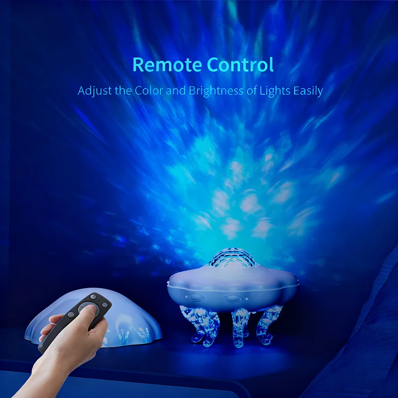 2-in-1 المحيط موجة قنديل البحر كشاف ضوء مع جهاز التحكم عن بعد الموقت 8 لون تغيير ضوء الليل للطفل USB بالطاقة المزاج مصباح #4