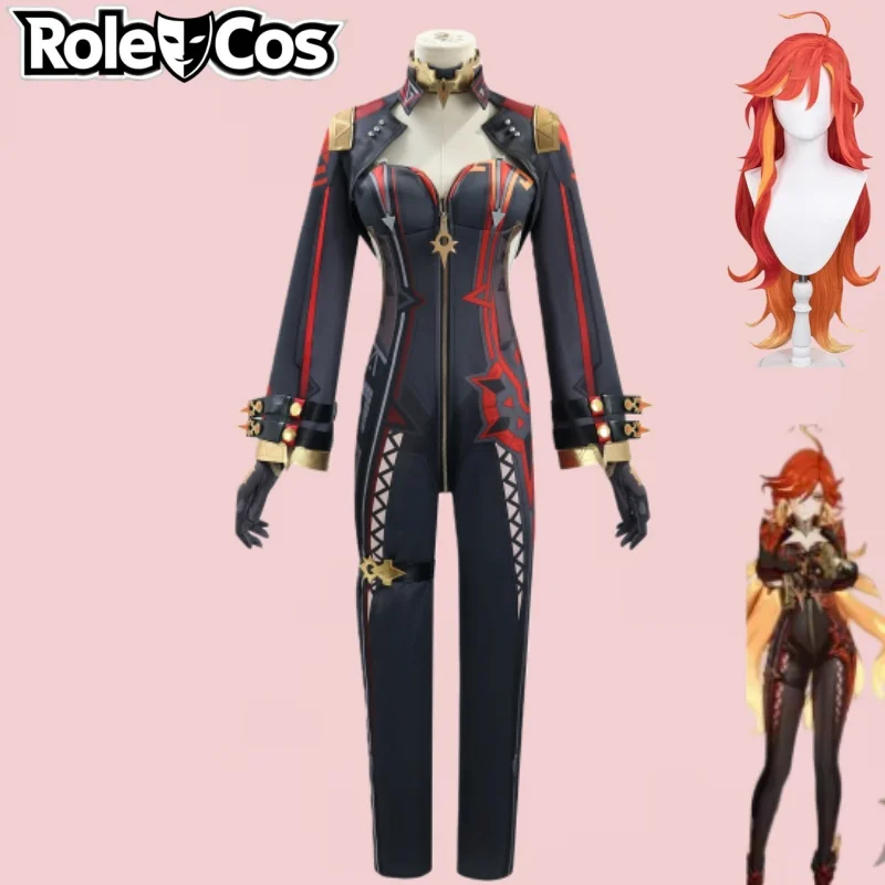 

Mavuika Косплей Костюм Игра Genshin Хэллоуин Женский Парик Ударная Униформа Серьги Солнцезащитные Очки Pyro Archon Natlan God of War