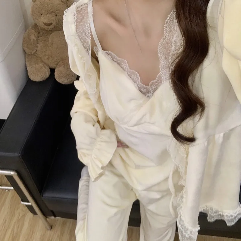 

Pajama Sets In Red Women Spring Modal Beautiful Sleep Set Fitting Style Sleepwears Round Neck Short Sleeve Ankle Length Light OL