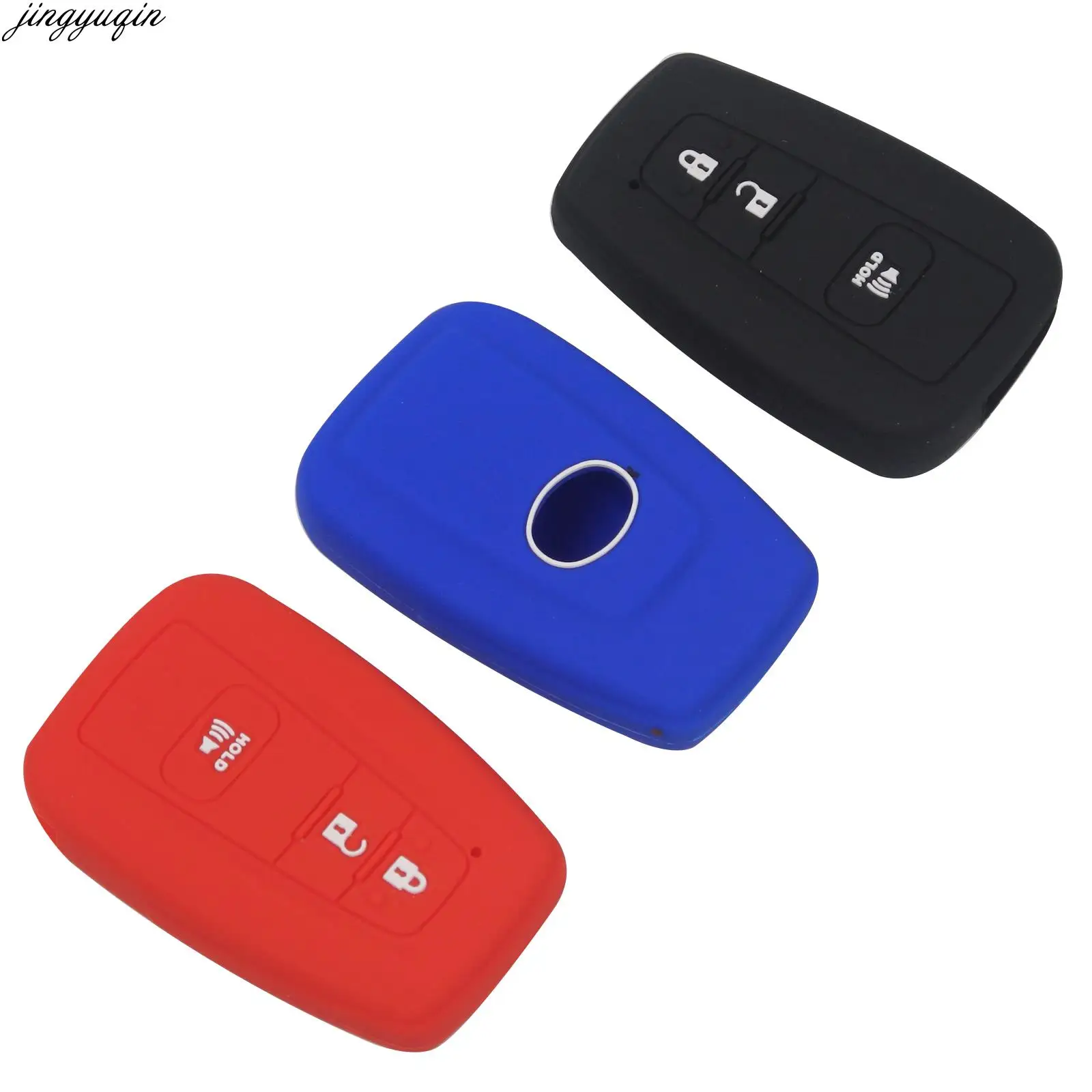 Jingyuqin Smart Car Key Silicone Rubber Case Cover For Toyota Prius CHR Camry Crown Prado Highlander RAV4 2016-2020 2/3/4 Button