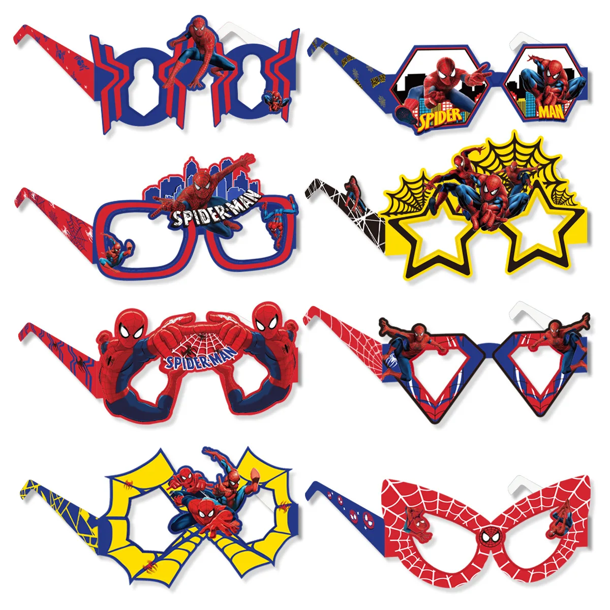 Hot 8Pcs spiderman glasses Party Decoration Set Birthday Gift Party Halloween Cool Accessories Favorite Ornament for Boy cosplay