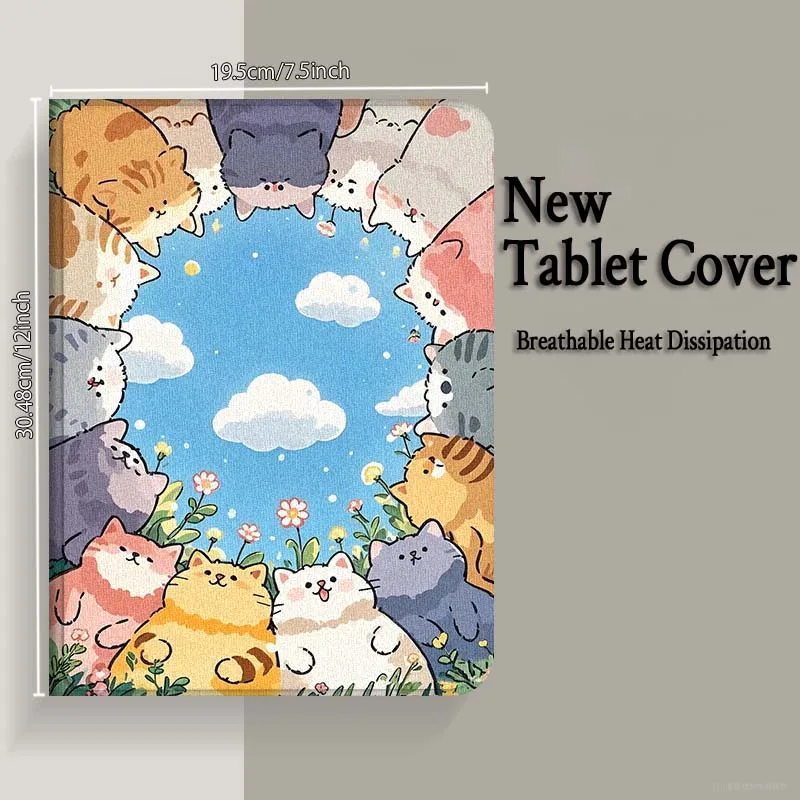 Cartoon Cute Cat Art For Xiaomi Redmi Mi Pad 4 5 6 6s 7 7s SE Pro 2 11 Plus Max 12.4 11 11.2 12.5 8.7 inch Tablet Case view 4