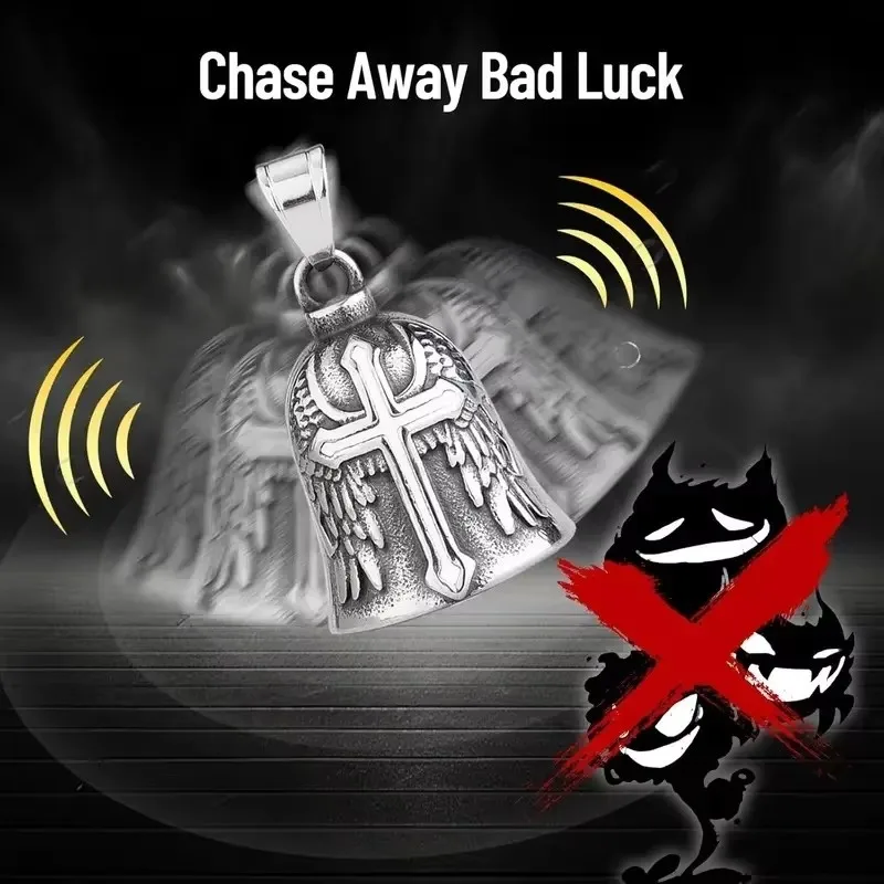 Motorcycle bell guarding angel wings lucky keychain safe driving pendant rider pet accessories