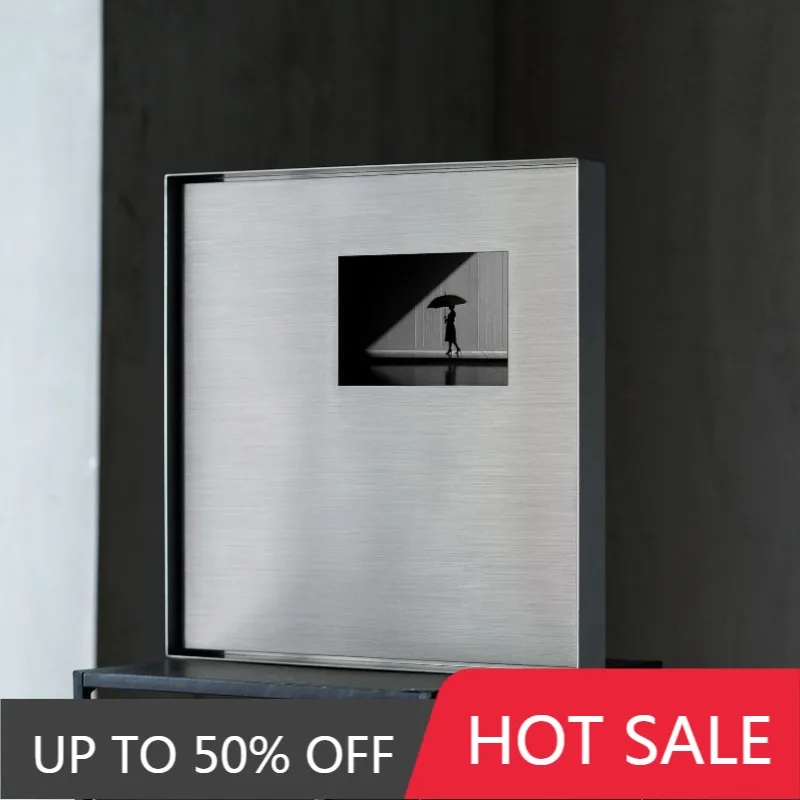 Stainless Steel Photo Frame Wall Decor Living Room Vintage Picture Frame Square Silver Display Framing Bedroom Hanging Painting