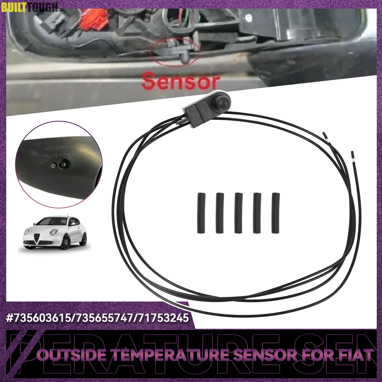 Outside Ambient Temperature Sensor Underneath Door Mirror for Fiat 500 500X 500L Punto 05-18 Citroen Peugeot 71753245 735603615