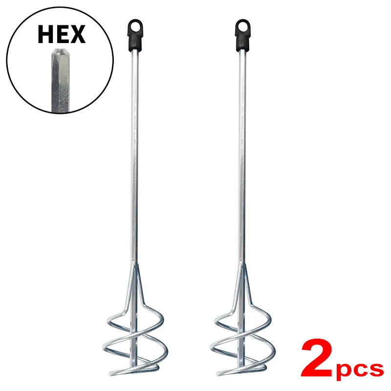 2Pcs 80mm X 400mm Paint Stirrer, HEX Thread, Mixing Paddles for Adheives, Paint Whisk, Cement, Concrete, Glue