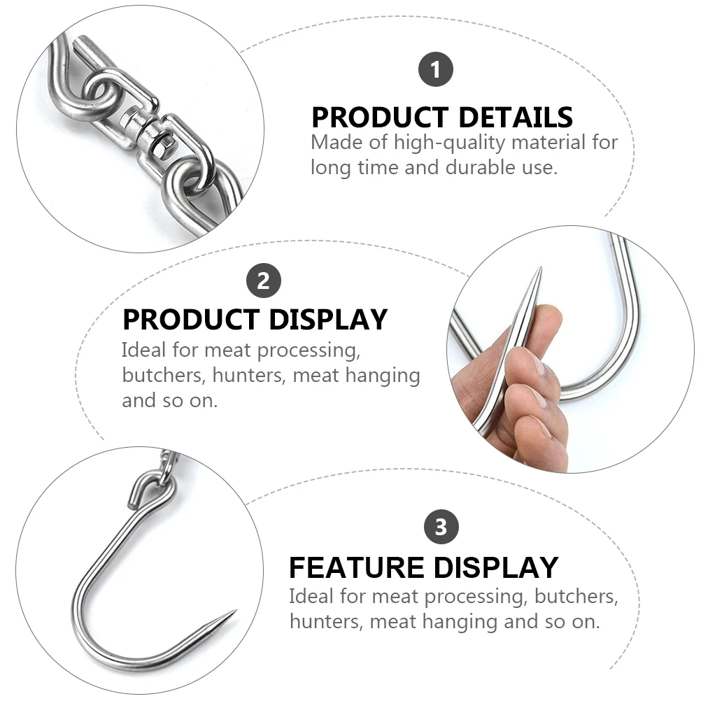 

Stainless Steel Pork Hook Ceiling Heavy Duty Rotatable Hook for Butcher Shops Meat Hanger Bacon Ham Storage Organizer