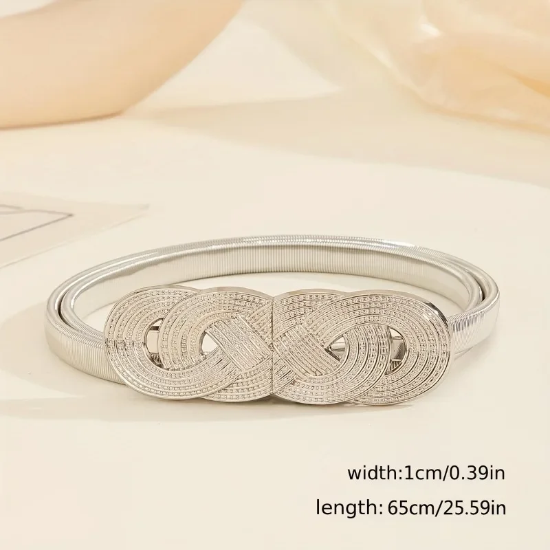 Vintage Copper Waist Chain Belt - Knotted Elastic Waistband Dress Belt for Women, Fashion Accessory & Gift