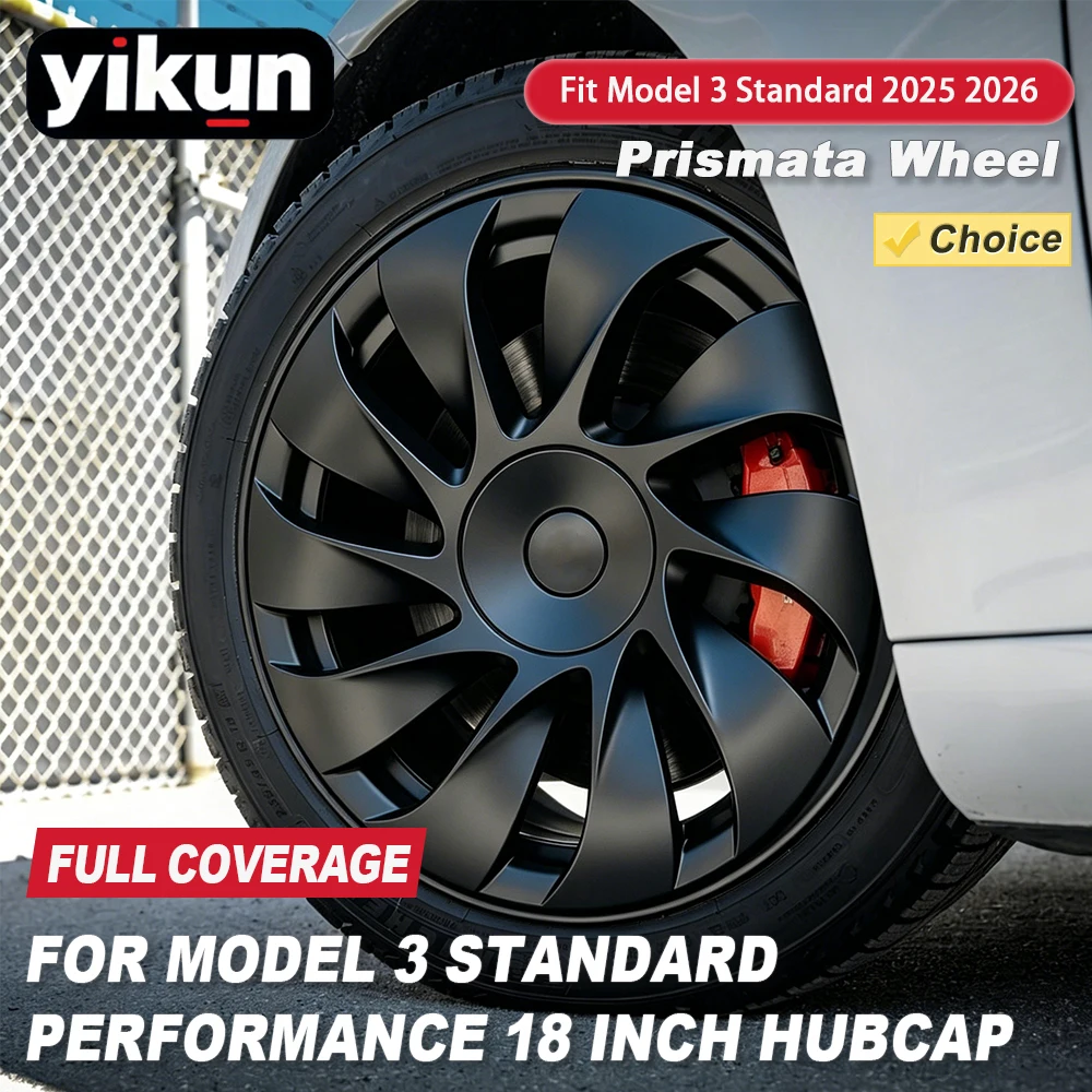 4PCS Hub Caps for Tesla Model 3 Highland Standard 2026 18 Inch Performance Full Rim Prismat Wheel Cover Parts Hubcap Accessories