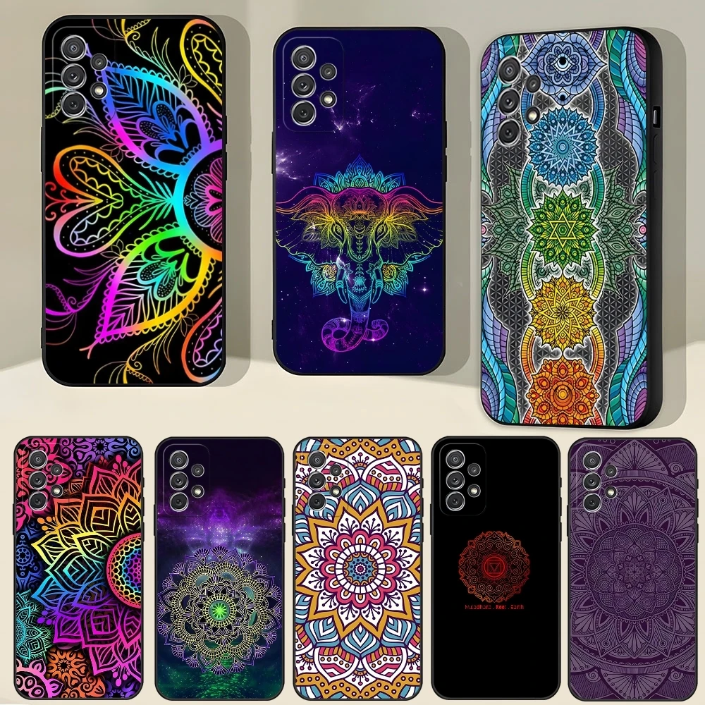 Mandala Chakra Yoga Phone Case For Samsung S23 Ultra S24 S22 S20 Fe S21 Plus Galaxy A54 A34 A16 A53 A13 Back Cover