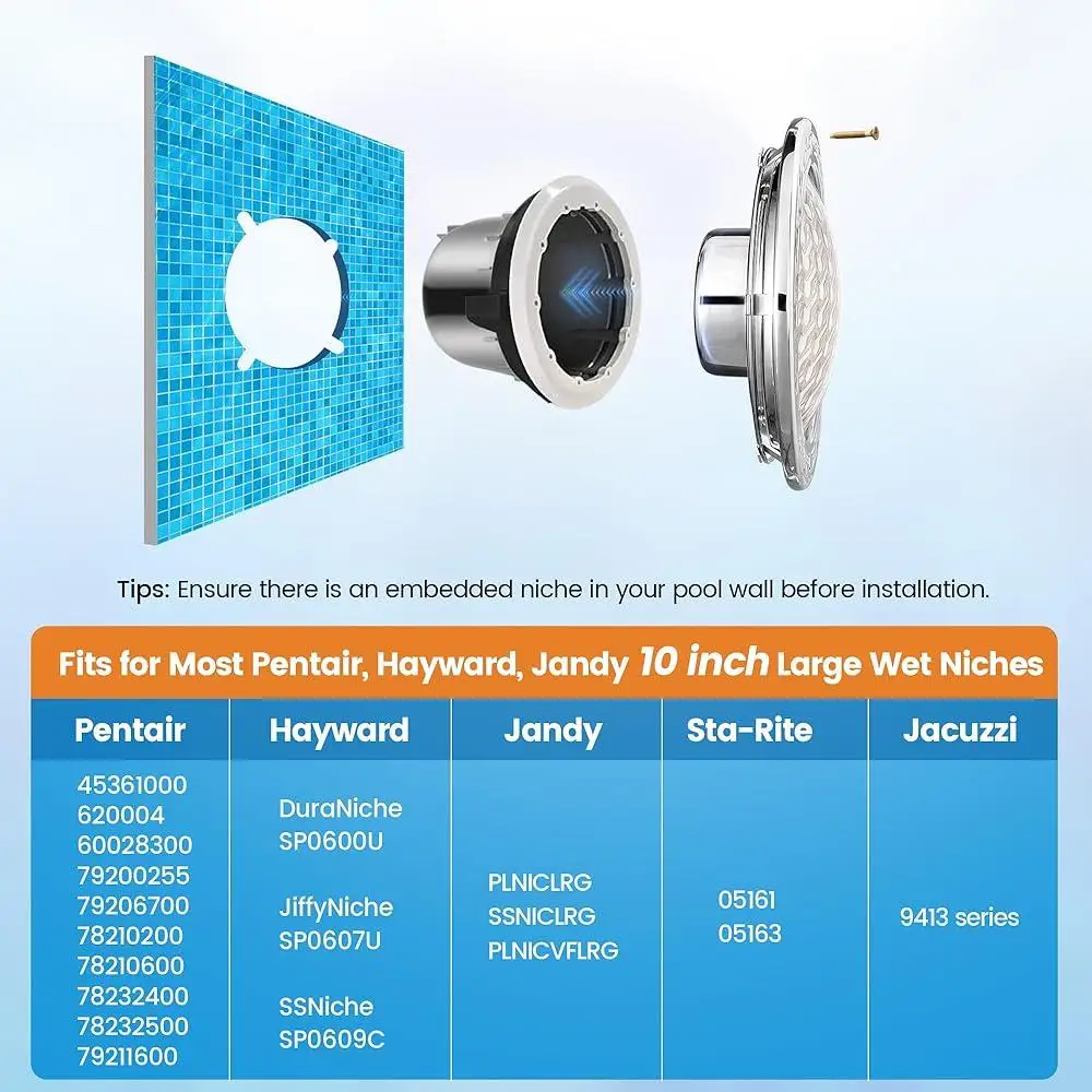 12V AC Pool Lights Color Changing LED Underwater Light with Remote Control 10 Inch Waterproof Durable Inground Pools