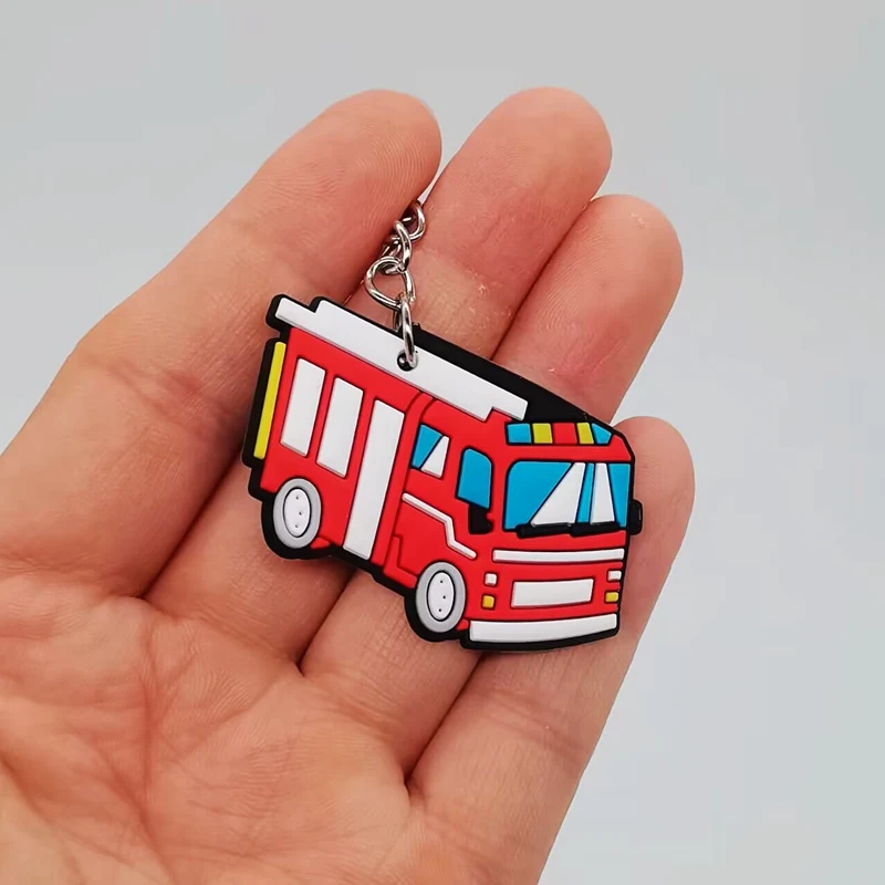 12 PCs Firefighter Party Favors, Fire Truck, PVC Keychain for Men, Keychains for Graduation Gifts, Key Ring for Son and Husband,