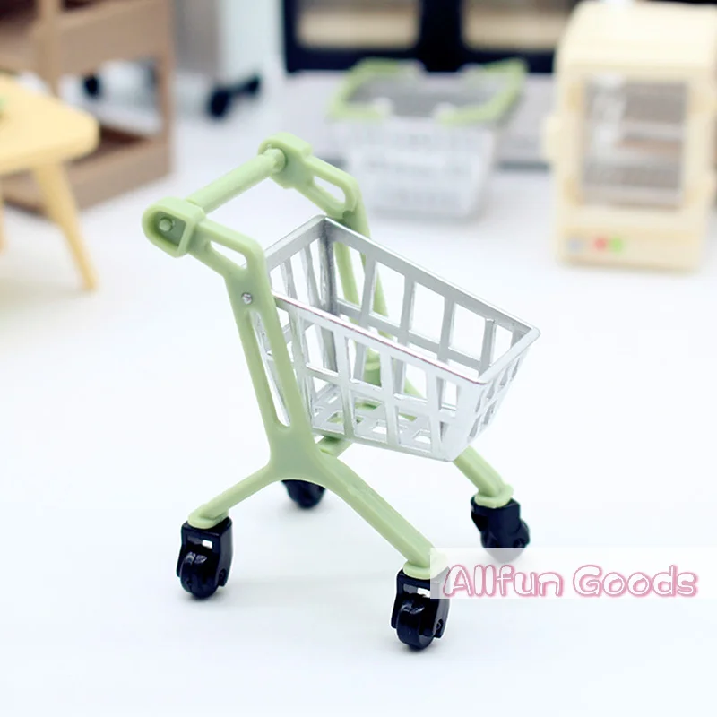 [TG835]Miniature Trolley Supermarket Shopping Cart Desktop Ornament Kids Toys Gift 1:12 Hand Truck Dollhouse Accessories