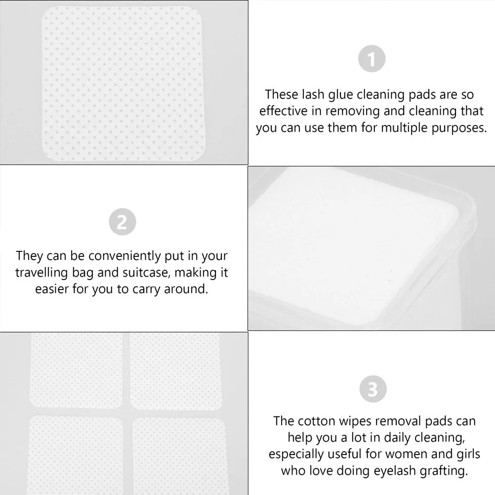 

200Pcs Glue Residue Remover Pads Professional Salon Use Wiping Sheets Cleaning Pad Cotton Cleaning Wipe Salon Glue Remover