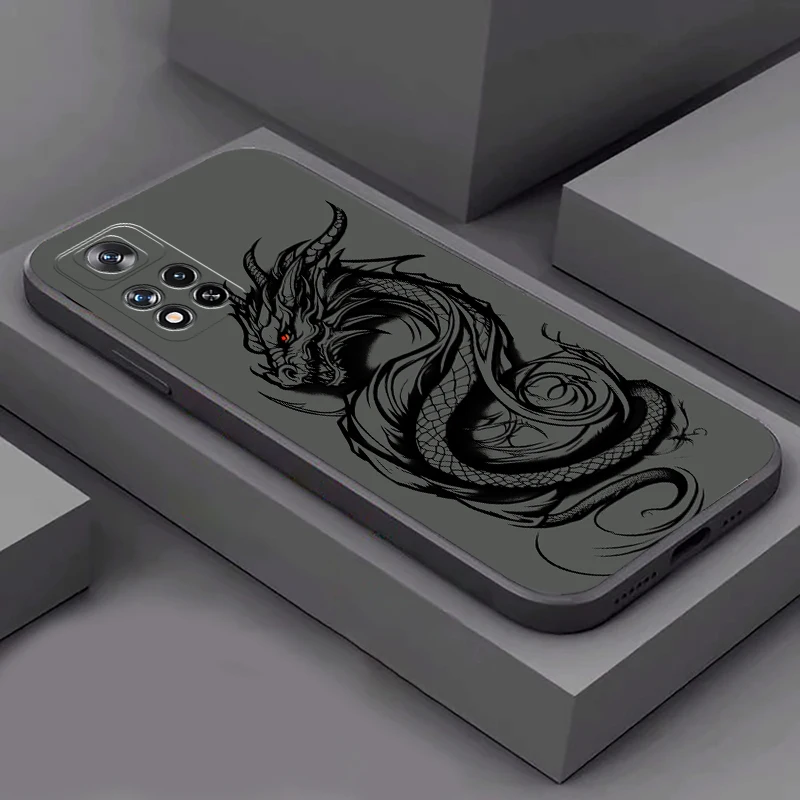 التنين الإلهي الصيني لشاومي ريدمي نوت 12 11 11S 11T 10 10S 10T 9 8 Pro Plus جراب هاتف Funda غطاء سيليكون سائل ناعم