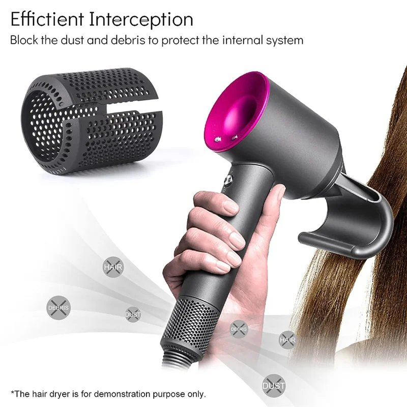 High-end Hair Dryer Inner Filter + Outer Filter Cage for Dyson Hair Dryer HD01 HD03 HD08 Models, with Filter Cleaning Brush A