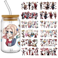 Miniso cartoon girl UV DTF Cup Wrap Cartoon Transfers 16oz UV DTF clown girl Libbey Stickers Glass Can Selfadhesive Waterproof