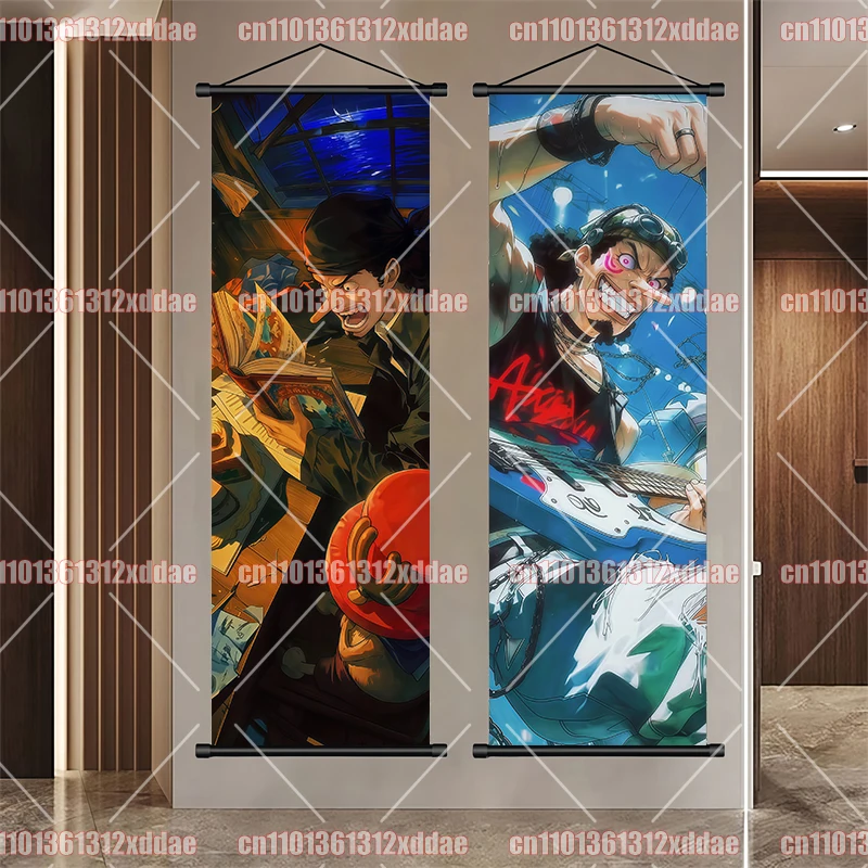 One Piece Scroll Painting Luffy Zoro Nami Jinbe Sabo Shanks Anime Character Poster Dormitory Bedroom Wall Decor Children's Gift view 4