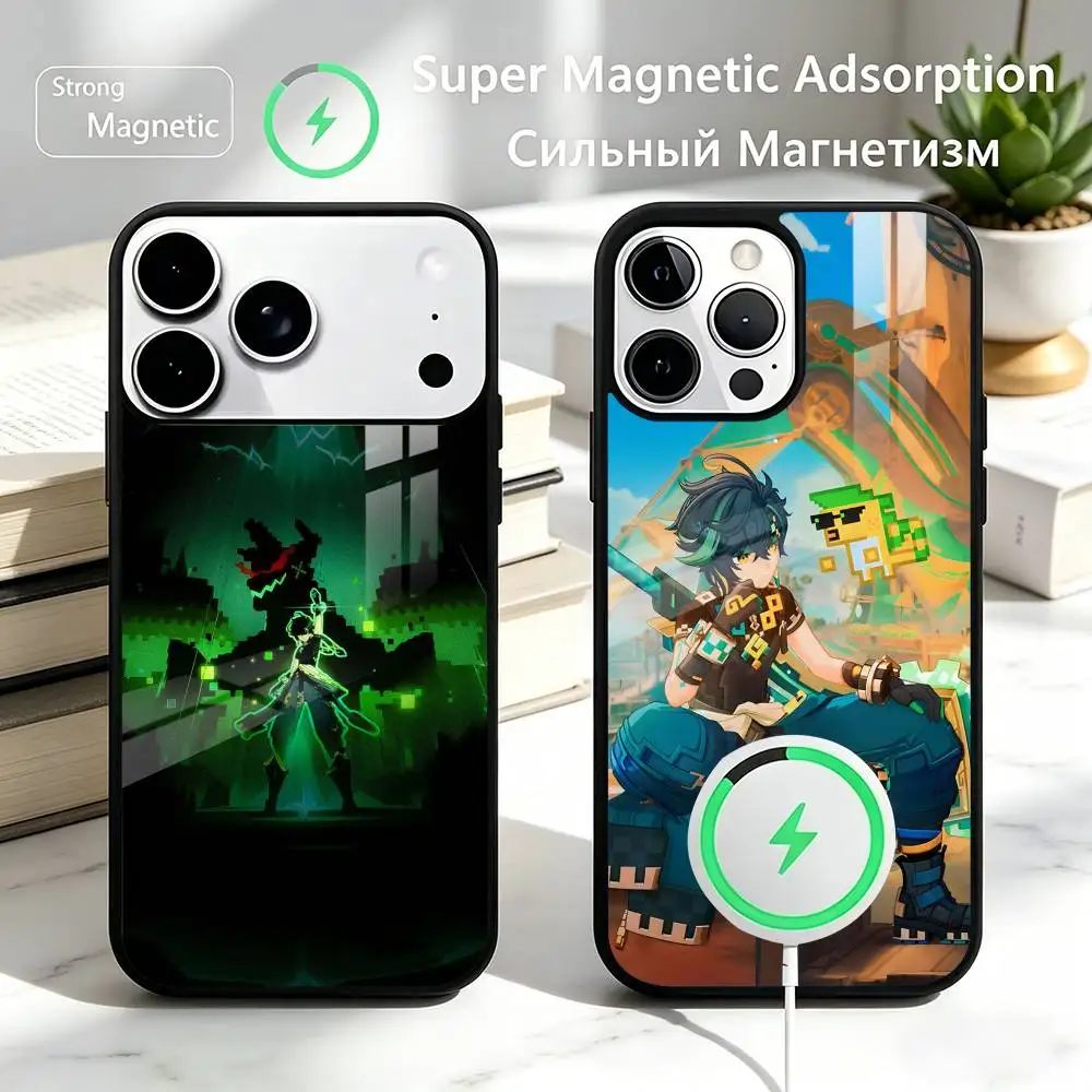 

G-Genshin I-Impact Kinich Game Gift Phone Case For iPhone17,16,15,14,13,12,11Plus,Pro Compatible with magnetic wireless charging