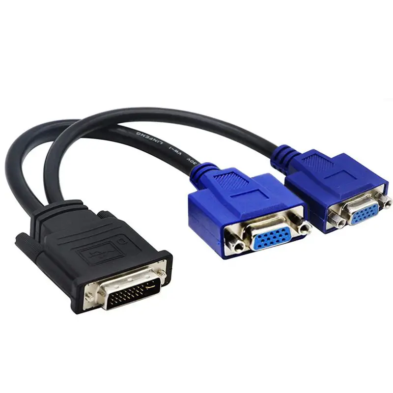 HD Dual VGA 15Pin Female To DVI (24+5) Male, DVI To VGA 1/2 Display Connection Cable Splitter Cable 0.25m