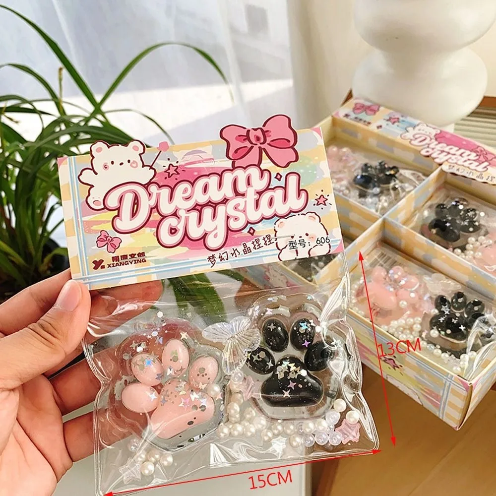 นุ่มเหนียว Mini Cat Paw Pinch ของเล่น Blingbling ช้า Rebound ความเครียดบรรเทาของเล่นโปร่งใส Cube บีบของเล่นของขวัญ