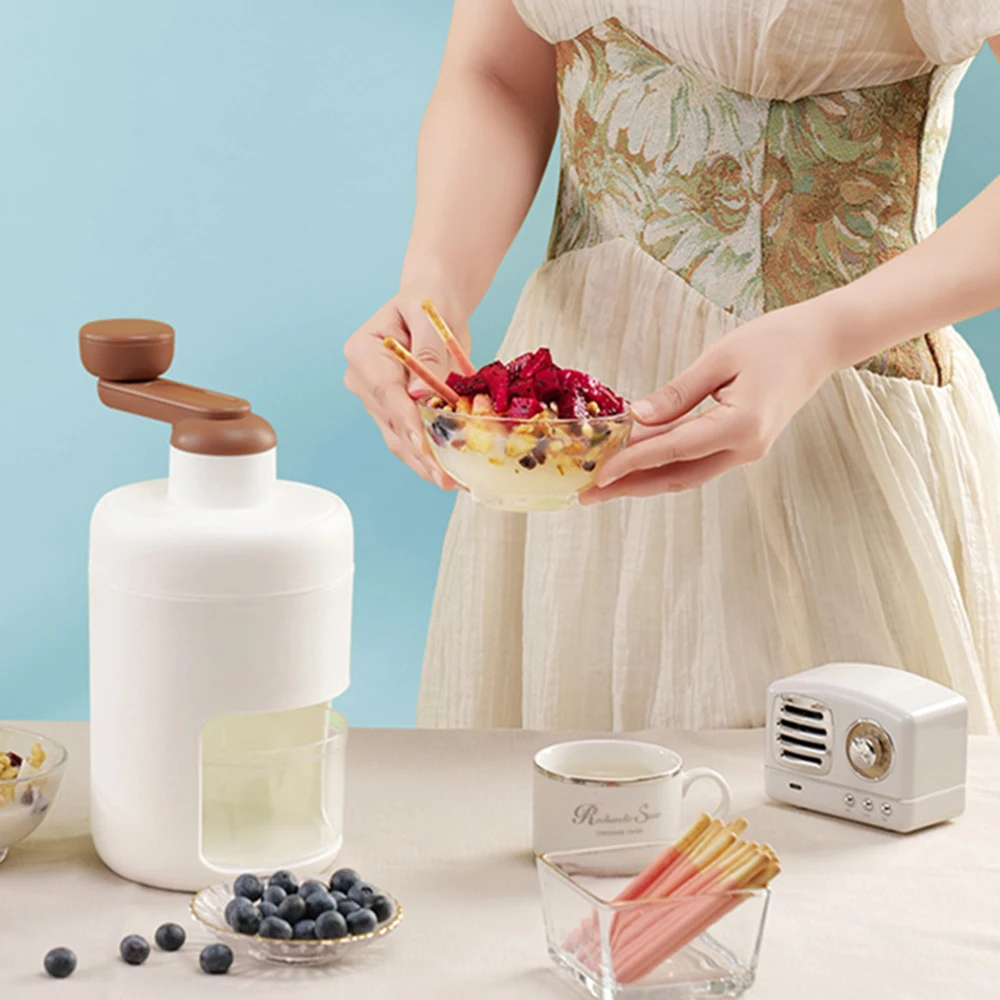 Shaved Ice Machine Snow Cone Machine Manual Portable Ice Crusher and Shaved Ice Machine BPA Free for Home Kitchen and Picnic