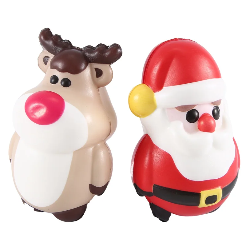 ABUM-4 Uds. Squishy antiestrés Santa Claus Reno PU regalo de Navidad rebote lento antiestrés apretar