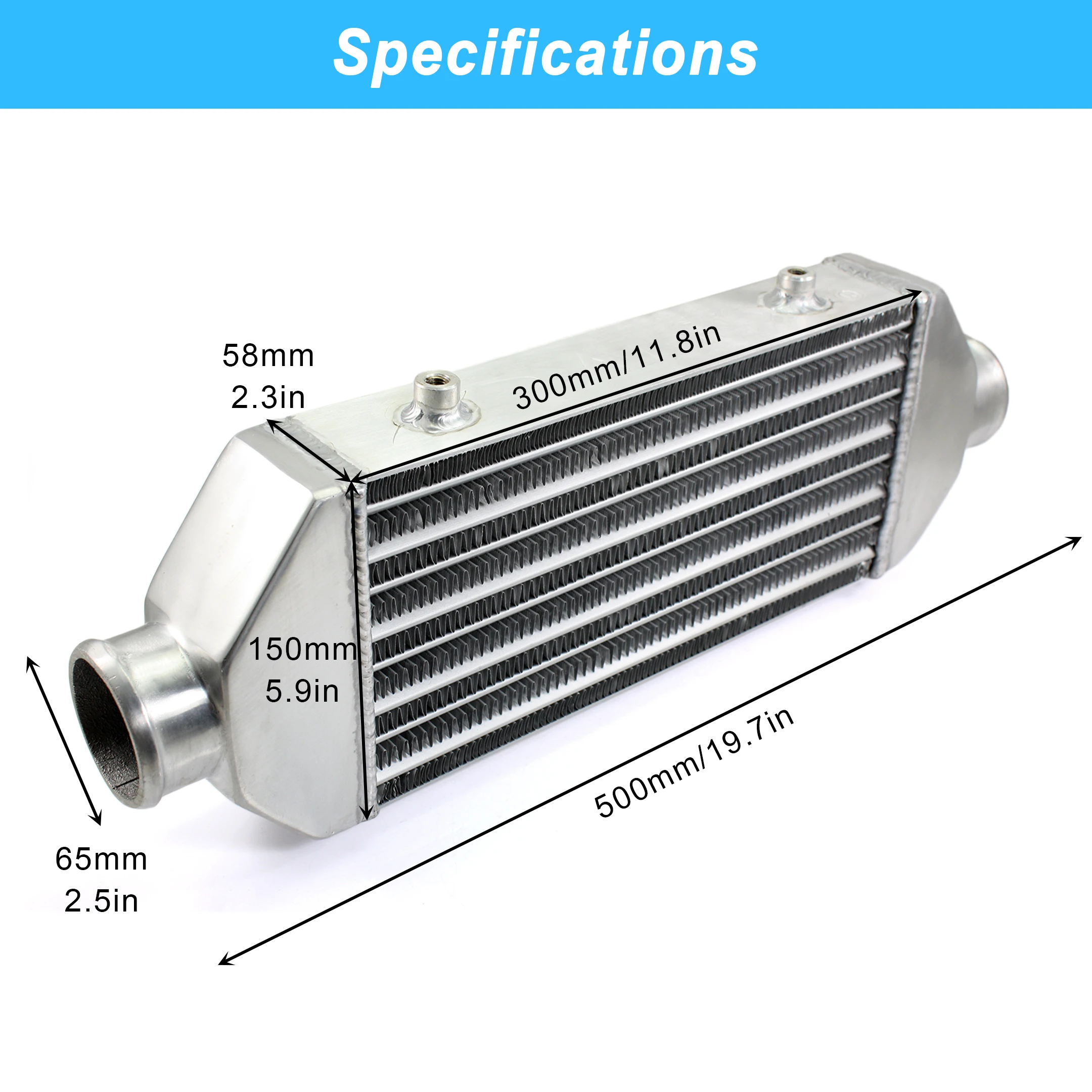 R-EP Intercooler Universal 310X160X65mm Aluminum Radiator 2.5inch Inlet 65mm Outlet Cold Air Intake for Turbo Radiador