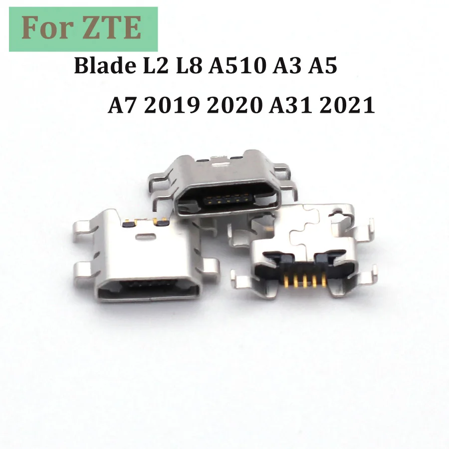 

10-100pcs Connector Plug Jack For ZTE Blade L2 L8 A510 A3 A5 A7 2019 2020 A31 2021 Micro USB Charging Dock Charger Port
