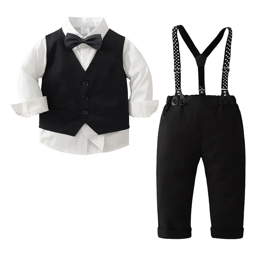 

3PCS Gentle Baby Boys Outfit Sets Autumn Long Sleeved Bow Tie Shirt With Pants For Toddler Kids Formal Banquet Party Clothes