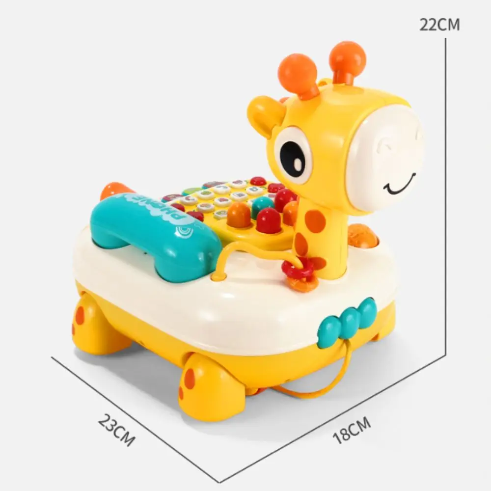 โทรศัพท์ของเล่นรูปกวางมีล้อ มีเสียงเพลง มีไฟ ของเล่นโทรศัพท์จำลองแบบมอนเตสซอรี่ โทรศัพท์บ้านจำลองอเนกประสงค์