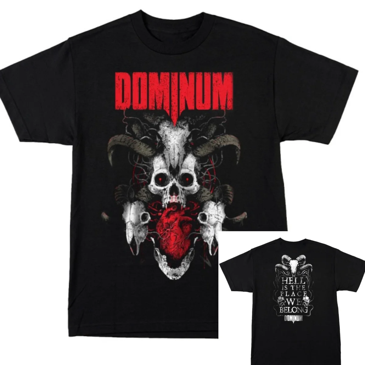 DOMINUM Hell Is The Place We Belong Band T-Shirt en coton avec motif pour hommes et femmes, Streetwear d'été