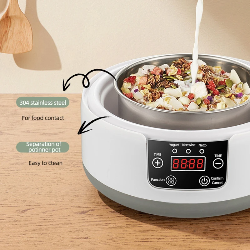 Máquina de yogur de 1,2 L, máquina de yogur multifuncional automática, cocina, arroz, vino, máquina de fermentación Natto para el hogar, EE. UU./UE/Reino Unido