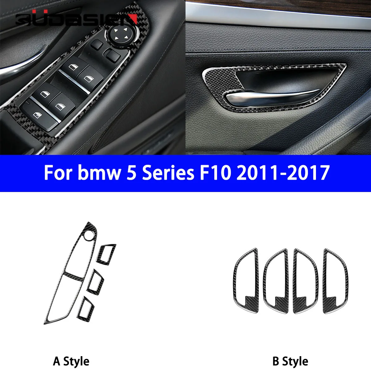 

For Carbon Fiber Modification of Window Buttons and Door Handle Panel Decorative Stickers for BMW 5 Series F10 2011-2017 Models.