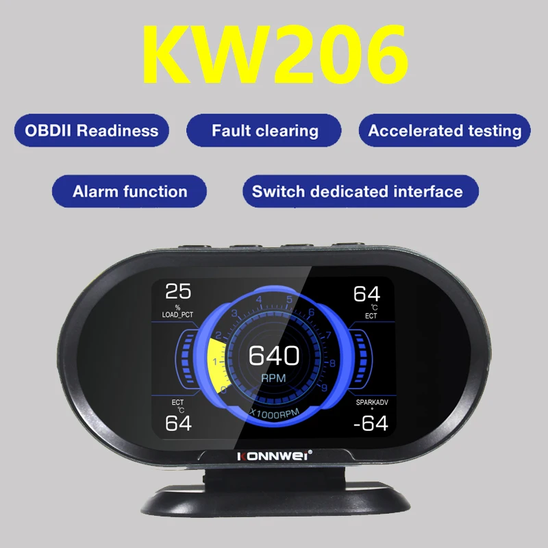 

KONNWEI KW206 OBD 2 ii бортовой компьютер автомобильный цифровой компьютер OBD2 сканер потребление топлива датчик температуры воды дисплей