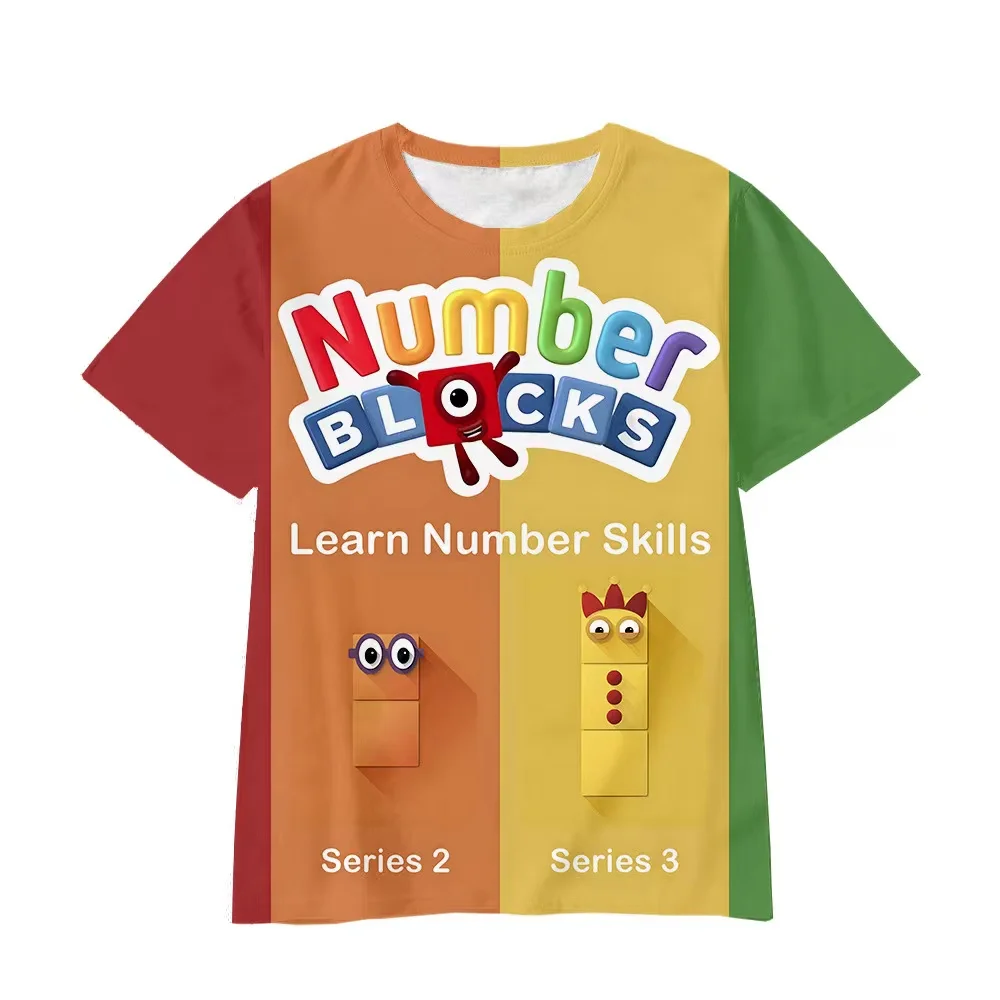 

New Boys And Girls Summer Happy Birthday Cute T-Shirts Numberblocks Print Graphic Tee Children Clothing Kids Cartoon Tops