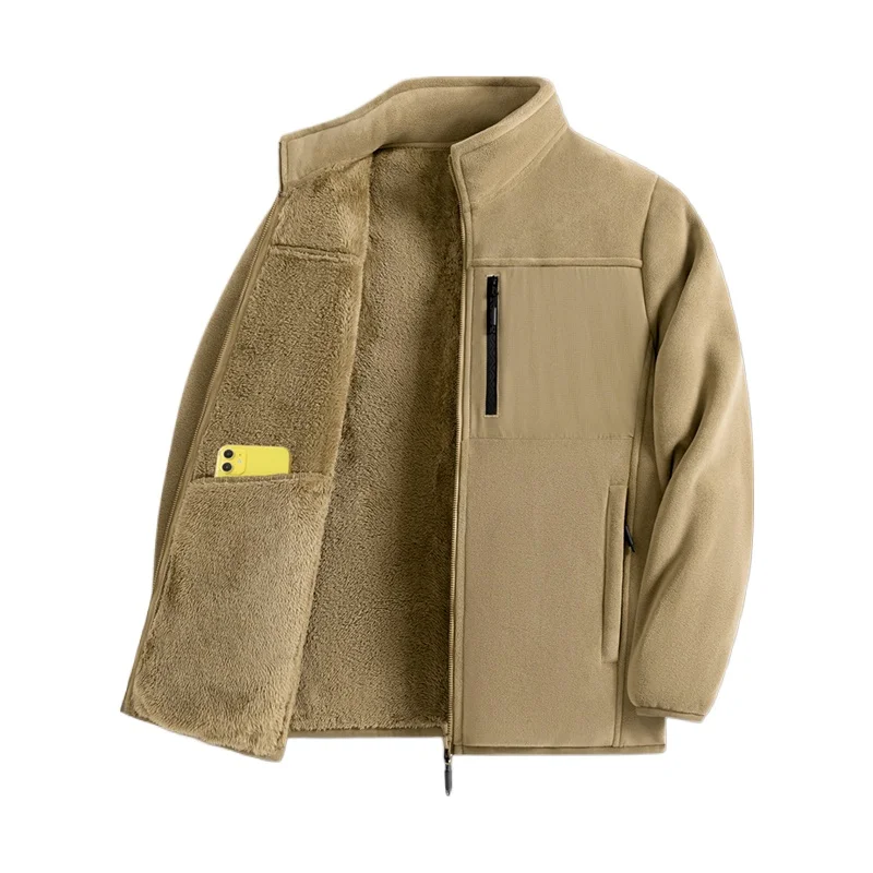 

Men's Outdoor Fleece Jacket Men's Top and Autumn Winter Thickened Polar Fleece with Added Insulation New Season Warm Casual Coat