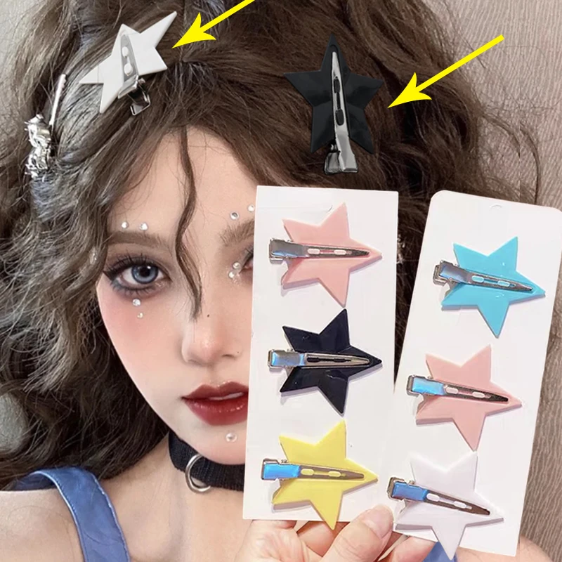 Horquilla con forma de estrella para niña, accesorio para el cabello de 5 piezas, estilo coreano, sencillo, de Metal, Y2k, pinza de cocodrilo, tocado, novedad de 2023