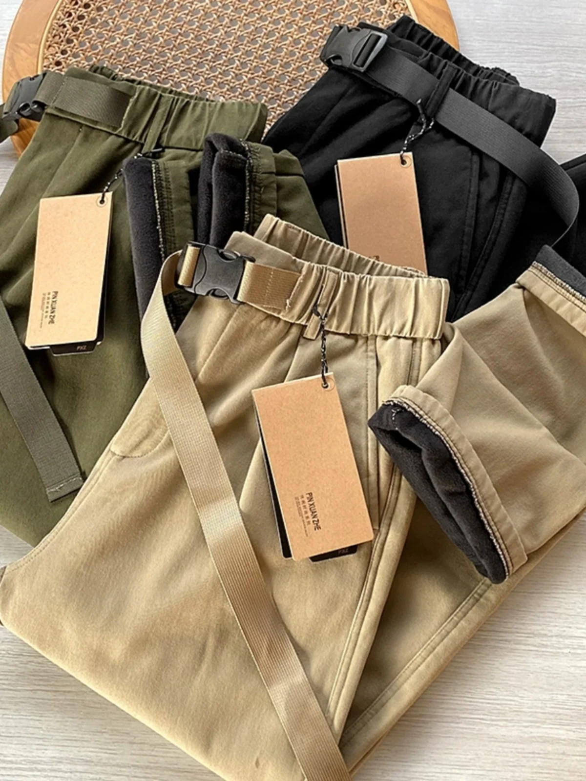

Japanese Workwear Sle Men's Casual Cotton Twill Pants Autumn Winter Thiened Fce Straight Leg Long Trousers