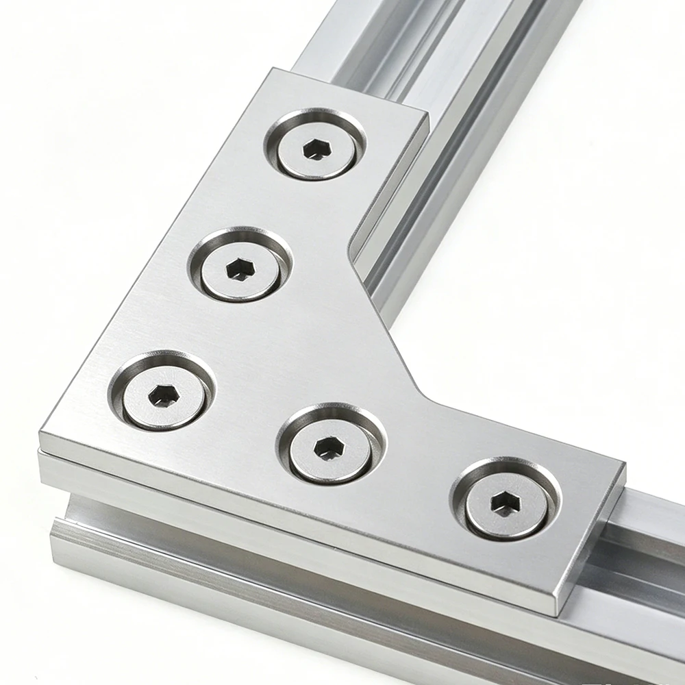 4Pcs L Type 5 Holes 90 Degree Aluminum Joining Corner Connector Plate Angle Bracket Joint Strip for 2020 Series Aluminum Profile