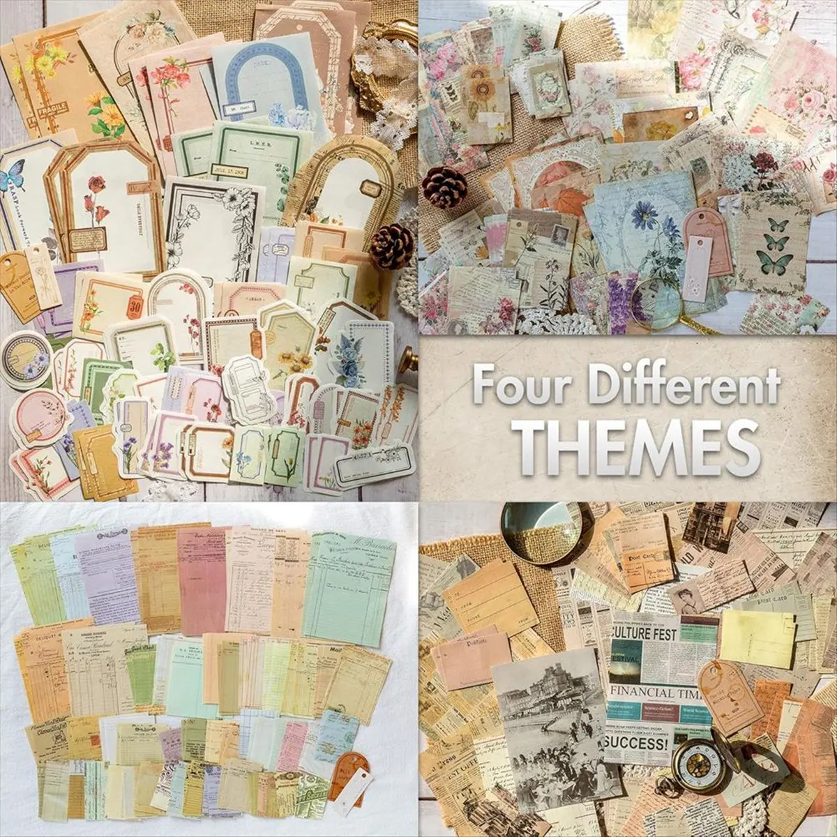 Papier pour scrapbooking exclusif, 400 feuilles de fournitures de journal pour planificateur d'artisanat vintage, fournitures pour journaux indésirables