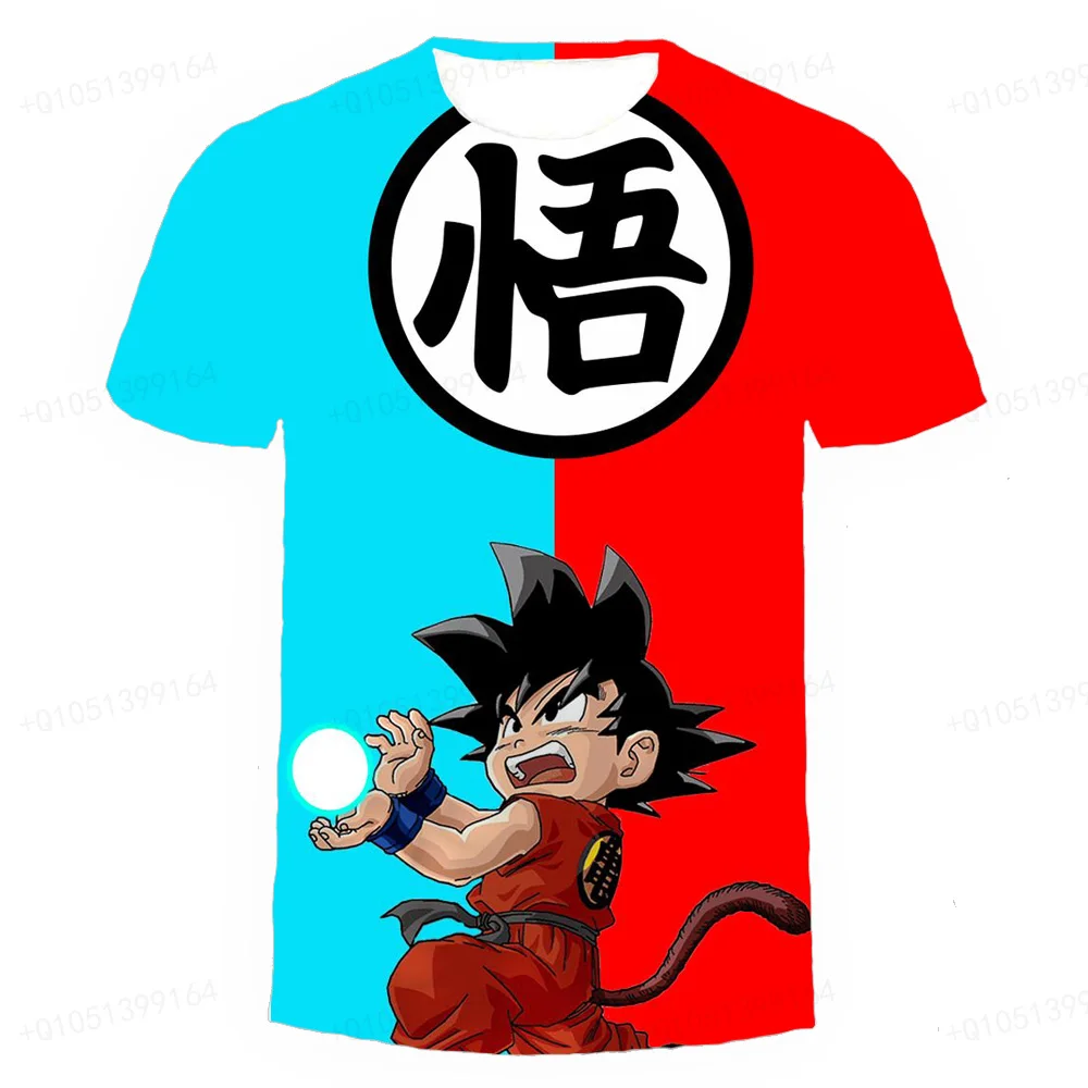 

Harajuku Street Apparel Vintage T-shirt Dragon Ball Japanese Anime Pattern T-shirt Summer Children's T-shirt Men's Short Sleeve