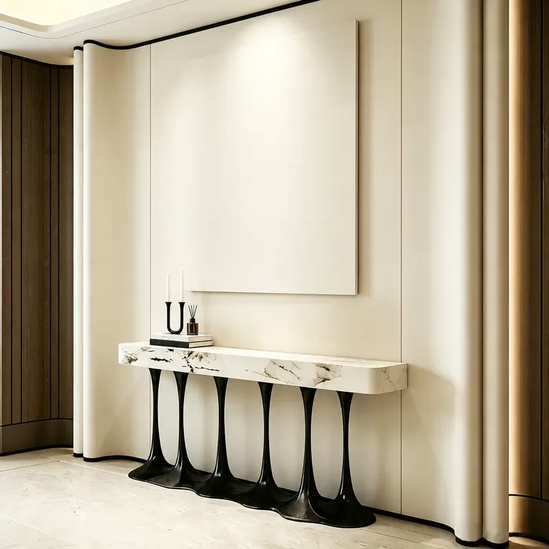 Italian Style Light Luxury Entrance Table Solid Wood Foyer Entry Console Table High End Art Aisle Shelf Against The Wall Case
