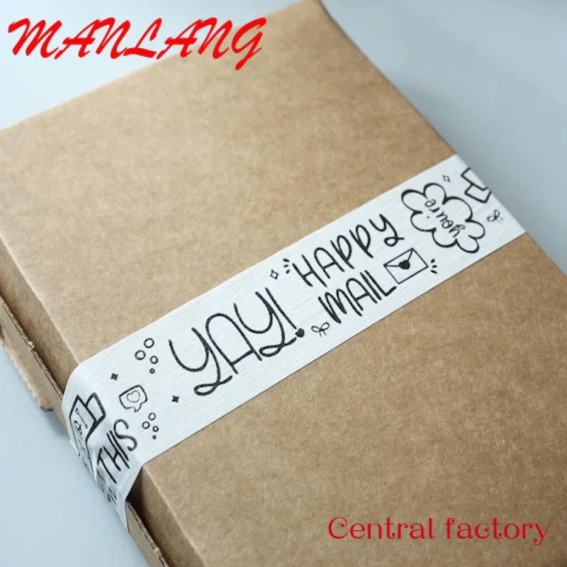 Custom  Eco Friendly Custom Logo Printed biodegradable 50M Self Adhesive Kraft Paper gummed Tape Packing Tape