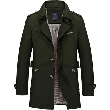 BROWON Men's 100% Cotton Vintage Trench Coat 3 BROWON Brand Trench Coat Men 2026 Spring and Autumn 100% Cotton Jacket for Men Vintage Windbreaker Casual Jackets Men Clothing 3